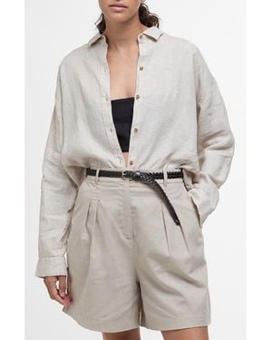 Barbour Hampton Linen Button-Up Shirt - Gray