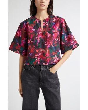 Ulla Johnson Suri Floral Cotton Top - Red