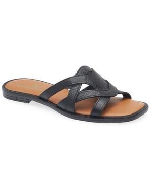 La Canadienne Francine Leather Slide Sandal - Black