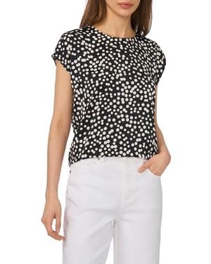 Halogen® Polka Dot Crepe Top - Black