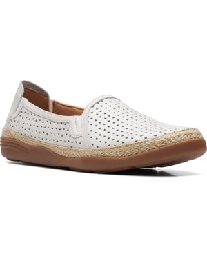 Clarks Elaina Ruby Laser Cut Espadrille Flat - White