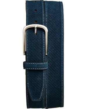 Johnston & Murphy Perferated Suede Belt - Blue