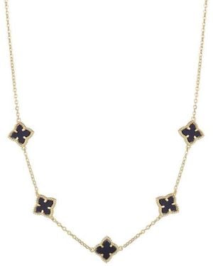Adornia Mother Of Pearl Station Necklace - Black