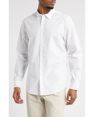 Open Edit Slim Fit Stretch Cotton Button-Up Shirt - White