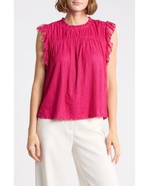 DR2 by Daniel Rainn Flutter Sleeve Lace Top - Red