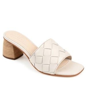 Journee Signature Kellee Woven Leather Sandal - Natural