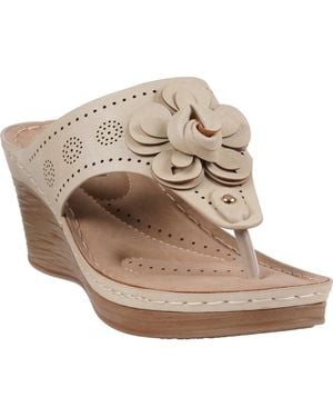 Gc Shoes Willa Flower Wedge Sandal - Brown