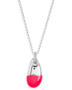 John Hardy Pebble Diamond Pavé (0.04Ct) Pendant On 2Mm Rolo Chain Necklace With Neon Enamel - White