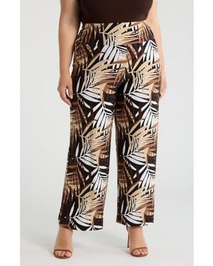 Anne Klein Printed High Waist Wide Leg Palazzo Pants - Black