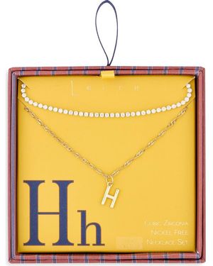 Leith Initial & Cubic Zirconia Necklace Set - Yellow