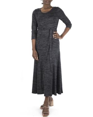Nina Leonard Sylvia Belted Knit Midi Dress in Brown | Lyst