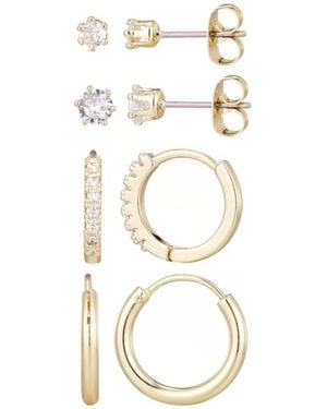 Adornia Set Of 3 Assorted Hoops And Stud Earrings - White