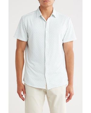 Kenneth Cole Short Sleeve Knit Button-Up Golf Shirt - White