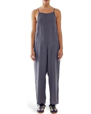 BDG Linen Blend Overalls - Blue