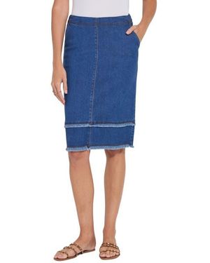 Lyssé Evelina Fringe Denim Midi Skirt - Blue