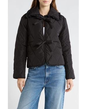 Vigoss Quilted Tie Front Jacket - Black