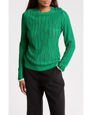 3.1 Phillip Lim Art Nouveau Jacquard Long Sleeve Top - Green