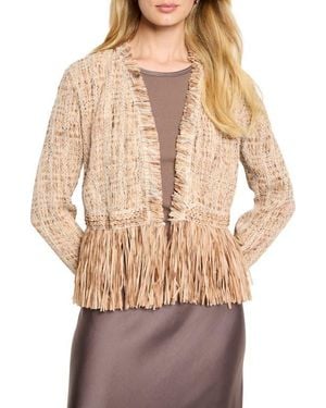 NIC+ZOE Cork Fringe Knit Jacket - Natural