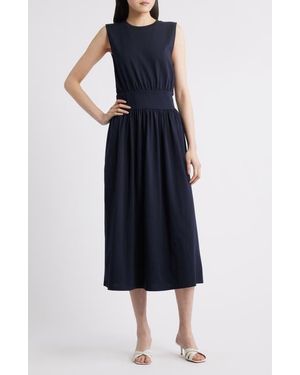 FRAME The Banded Organic Cotton Jersey Dress - Blue