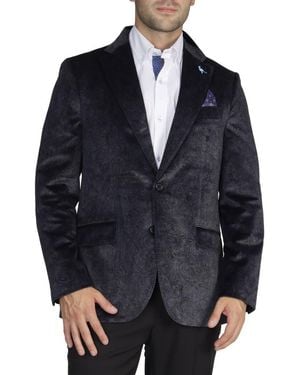 Tailorbyrd Tonal Paisley Velvet Sportcoat - Blue