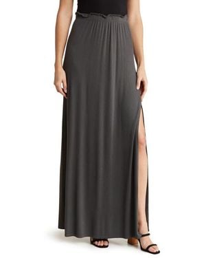Go Couture One Slit Ruffle Maxi Skirt - Black