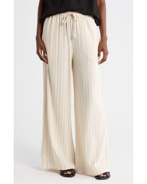Max Studio Stripe Drawstring Pants - Natural