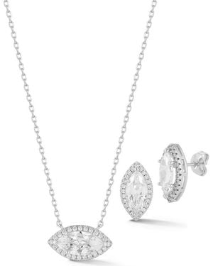 Glaze Jewelry Marquise Cubic Zirconia Pendant Necklace & Earrings Set - Metallic