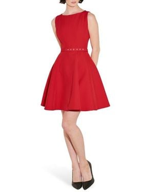 FREEMARKET Belted Bateau Neck Minidress - Red