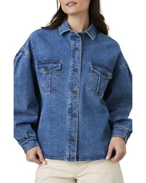 French Connection Penelope Puff Sleeve Denim Shirt Jacket - Blue
