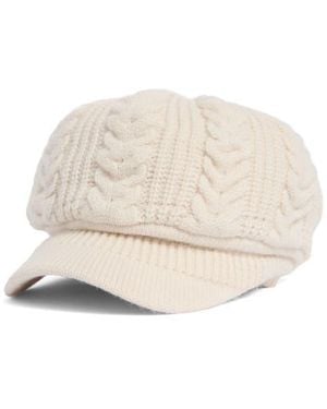 Nine West Slouchy Cable Knit Newsboy Cap - Natural