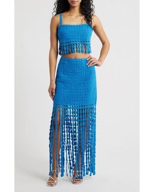 Saylor Elie Two-Piece Fringe Dress - Blue