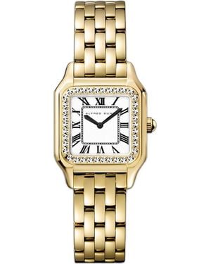 Alfred Sung Two-Hand Quartz Crystal Bezel Bracelet Watch, 24Mm - Metallic