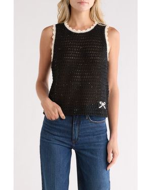 NVLT Contrast Trim Sweater Tank - Black