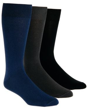 Lorenzo Uomo Assorted 3-Pack Cotton Blend Dress Socks - Blue