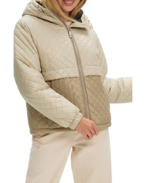 Noize Tea Two-Tone Diamond Quilted Jacket - Natural