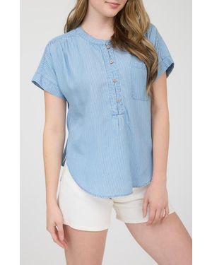 Blu Pepper Button Up Stripe Top - Blue