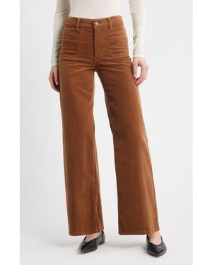 FRAME Le Slim Palazzo Patch Pocket High Waist Wide Leg Corduroy Jeans - Brown