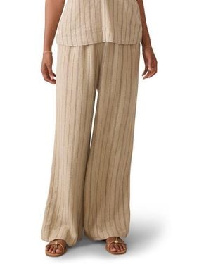Faherty Riviera Stripe Linen Blend Pants - Natural