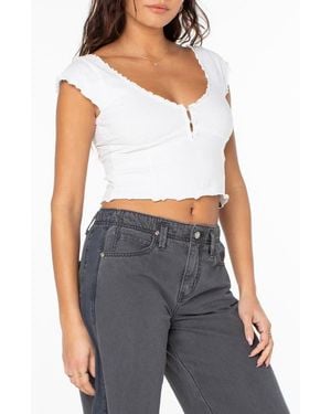 Roxy Moonglow Stretch Cotton Crop Top - White