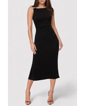 Bebe Waffle Crepe Shirred Maxi Dress - Black