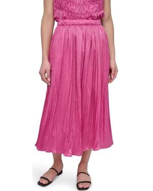 DKNY Crushed Pleated Midi Skirt - Pink
