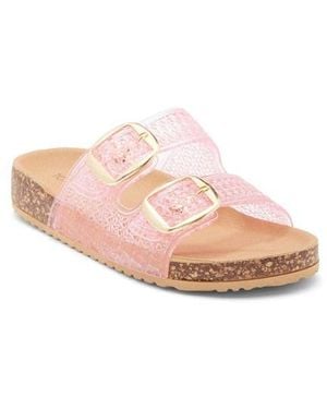 Top Moda Seattle Clear Double Strap Slide Sandal - Pink