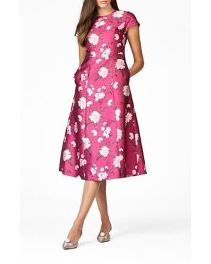 Sachin & Babi Jackie Floral Cocktail Midi Dress - Red