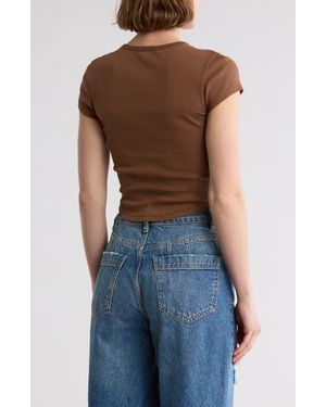 BDG Rib Henley T-Shirt - Brown