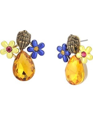 Kurt Geiger Eagle's Head Crystal Flower Stud Earrings - Blue