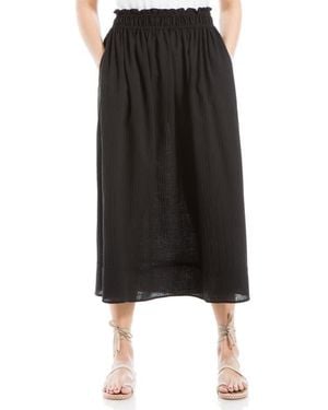 Max Studio Smocked Waist Gauze Midi Skirt - Black