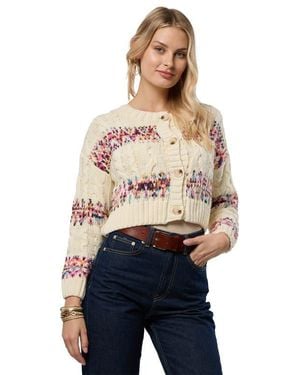 Saachi Striped Jacquard Cardigan - Natural