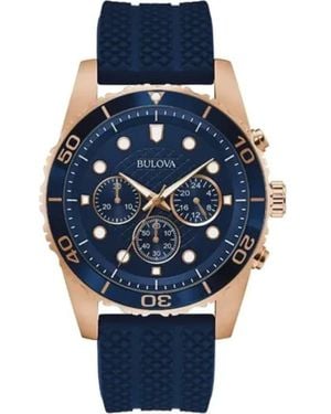 Bulova Classic Silicone Strap Watch, 43Mm - Blue