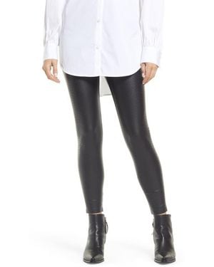 Hue Croc Embossed High Waist Faux Leather Leggings - Black
