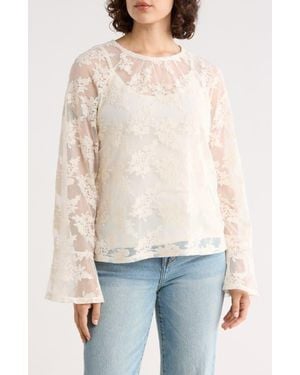 Sanctuary Boho Long Sleeve Lace Top - Natural